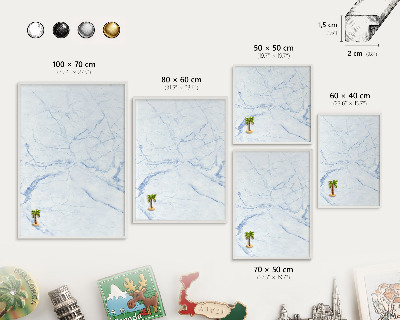 Magnettafel aus Metall für Souvenirs in weißem Rahmen Marmordesign