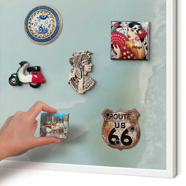 Wand-Magnettafel für Reisesouvenirs mit weißem Rahmen Friedliche Harmonie