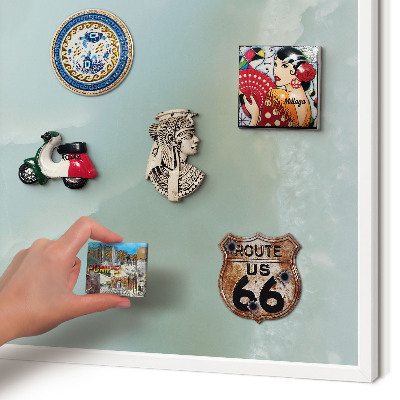 Wand-Magnettafel für Reisesouvenirs mit weißem Rahmen Friedliche Harmonie