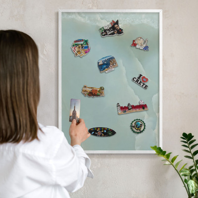 Wand-Magnettafel für Reisesouvenirs mit weißem Rahmen Friedliche Harmonie