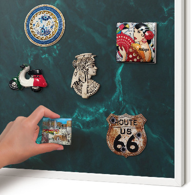 Wand-Magnettafel für Reisesouvenirs mit weißem Rahmen Grüntiefe