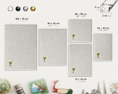 Magnettafel aus Metall für Souvenirs in weißem Rahmen Subtile Eleganz