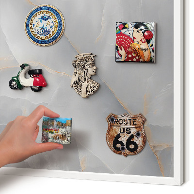 Wand-Magnettafel für Reisesouvenirs mit weißem Rahmen Graue Adern