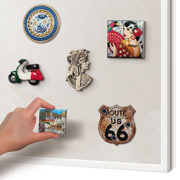 Wand-Magnettafel für Reisesouvenirs mit weißem Rahmen Cremige Textur