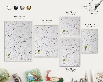 Wand-Magnettafel für Reisesouvenirs mit weißem Rahmen Terrazzo-Stil