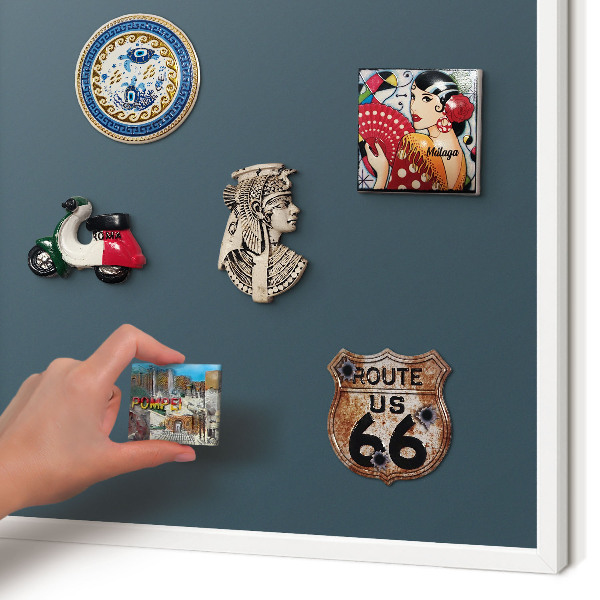 Magnettafel aus Metall für Souvenirs in weißem Rahmen Türkis