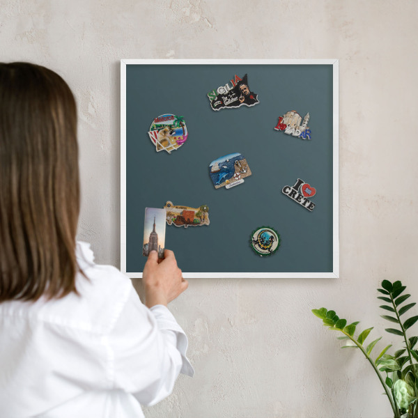 Magnettafel aus Metall für Souvenirs in weißem Rahmen Türkis