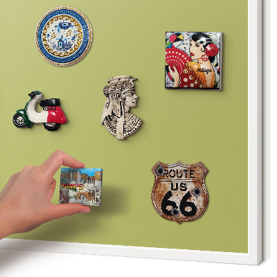 Wand-Magnettafel für Reisesouvenirs mit weißem Rahmen Grüner Vintage-Stil