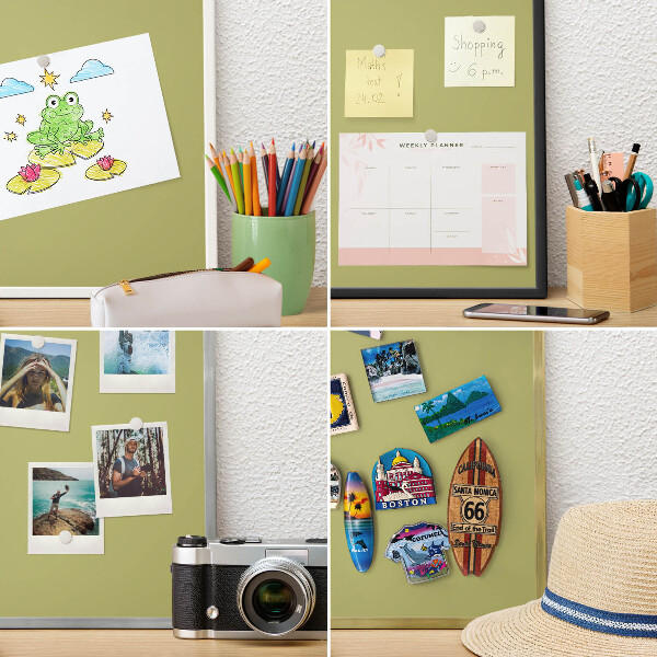 Wand-Magnettafel für Reisesouvenirs mit weißem Rahmen Grüner Vintage-Stil