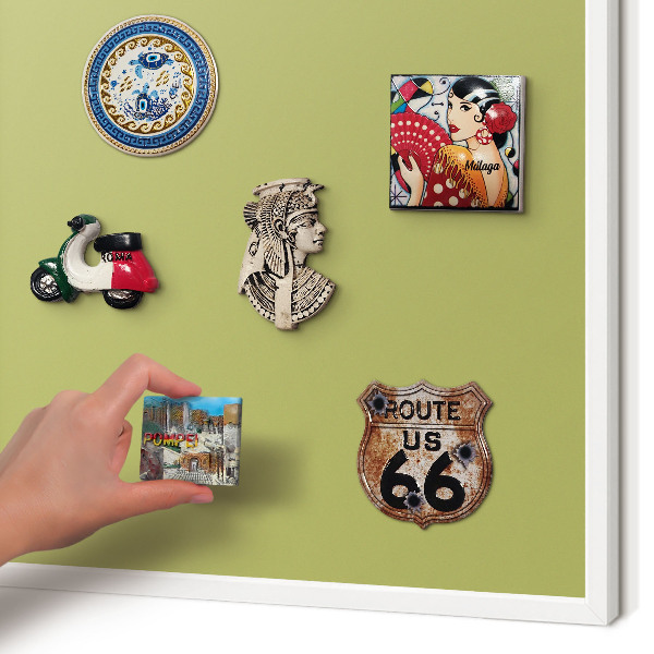 Wand-Magnettafel für Reisesouvenirs mit weißem Rahmen Grüner Vintage-Stil