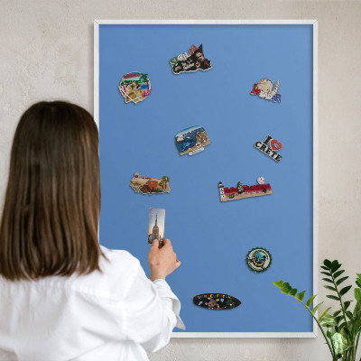 Magnettafel aus Metall für Souvenirs in weißem Rahmen Blaue Farbe