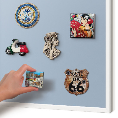 Wand-Magnettafel für Reisesouvenirs mit weißem Rahmen Pastellblau
