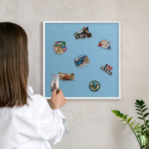 Wand-Magnettafel für Reisesouvenirs mit weißem Rahmen Blaue Farbe