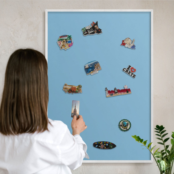 Wand-Magnettafel für Reisesouvenirs mit weißem Rahmen Blaue Farbe