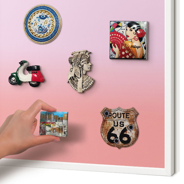Magnettafel aus Metall für Souvenirs in weißem Rahmen Feiner Gradient