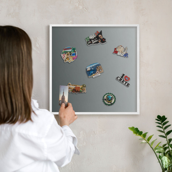 Magnettafel aus Metall für Souvenirs in weißem Rahmen Blauer Farbverlauf