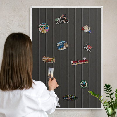 Magnettafel aus Metall für Souvenirs in weißem Rahmen Paneeltextur