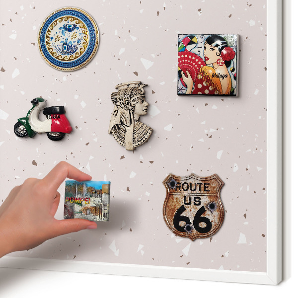 Magnettafel aus Metall für Souvenirs in weißem Rahmen Moderner Terrazzo