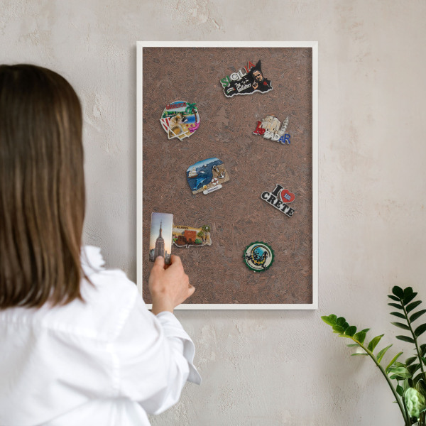 Wand-Magnettafel für Reisesouvenirs mit weißem Rahmen Herbstteppich
