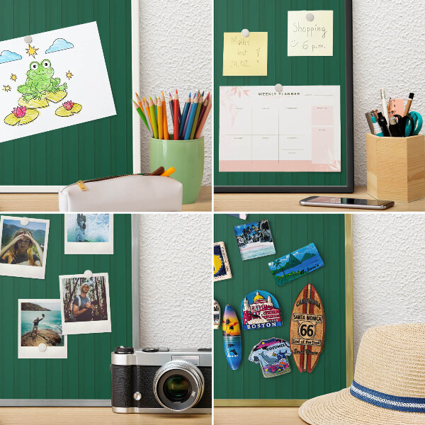 Wand-Magnettafel für Reisesouvenirs mit weißem Rahmen Grüne Streifen