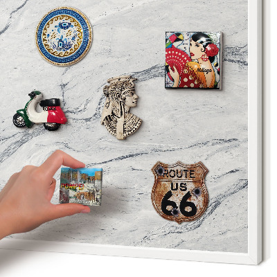 Wand-Magnettafel für Reisesouvenirs mit weißem Rahmen Graue Eleganz