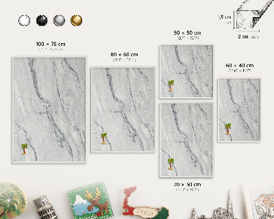Wand-Magnettafel für Reisesouvenirs mit weißem Rahmen Graue Eleganz