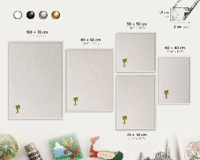Wand-Magnettafel für Reisesouvenirs mit weißem Rahmen Cremige Textur
