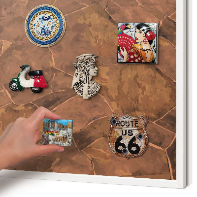 Magnettafel aus Metall für Souvenirs in weißem Rahmen Steinstruktur