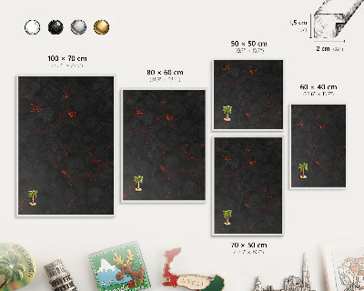 Wand-Magnettafel für Reisesouvenirs mit weißem Rahmen Vulkanische Lava