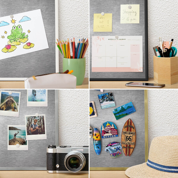 Wand-Magnettafel für Reisesouvenirs mit weißem Rahmen Metallische Oberfläche