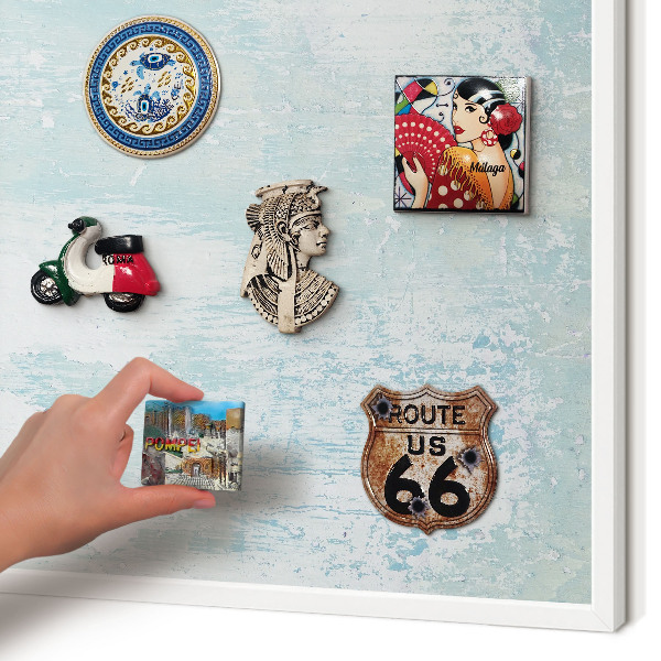 Wand-Magnettafel für Reisesouvenirs mit weißem Rahmen Pastellabschürfungen