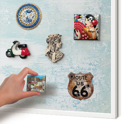 Wand-Magnettafel für Reisesouvenirs mit weißem Rahmen Pastellabschürfungen