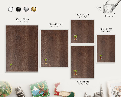 Wand-Magnettafel für Reisesouvenirs mit weißem Rahmen Braunes Holz