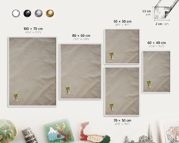 Wand-Magnettafel für Reisesouvenirs mit weißem Rahmen Beige ruhig