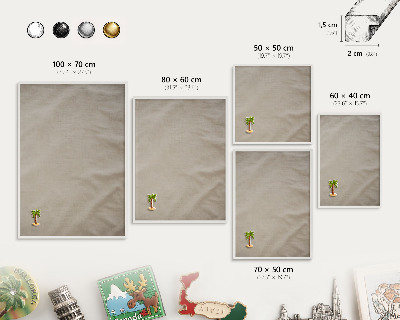 Wand-Magnettafel für Reisesouvenirs mit weißem Rahmen Beige ruhig
