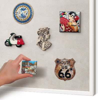 Magnettafel aus Metall für Souvenirs in weißem Rahmen Graue Eleganz