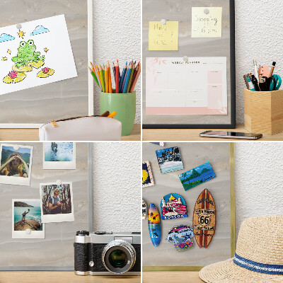 Wand-Magnettafel für Reisesouvenirs mit weißem Rahmen Marmorstruktur