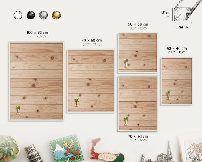 Wand-Magnettafel für Reisesouvenirs mit weißem Rahmen Holzmuster