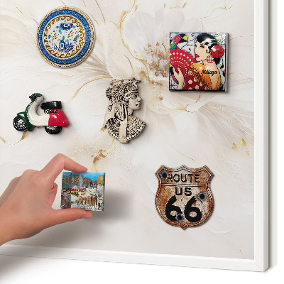 Magnettafel aus Metall für Souvenirs in weißem Rahmen Florale Eleganz