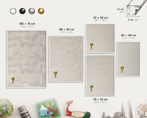 Wand-Magnettafel für Reisesouvenirs mit weißem Rahmen Subtile Eleganz