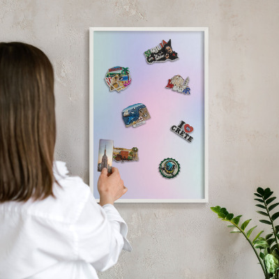 Wand-Magnettafel für Reisesouvenirs mit weißem Rahmen Pastellfarbener Farbverlauf