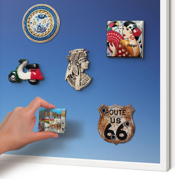 Magnettafel aus Metall für Souvenirs in weißem Rahmen Blaue Farbverläufe