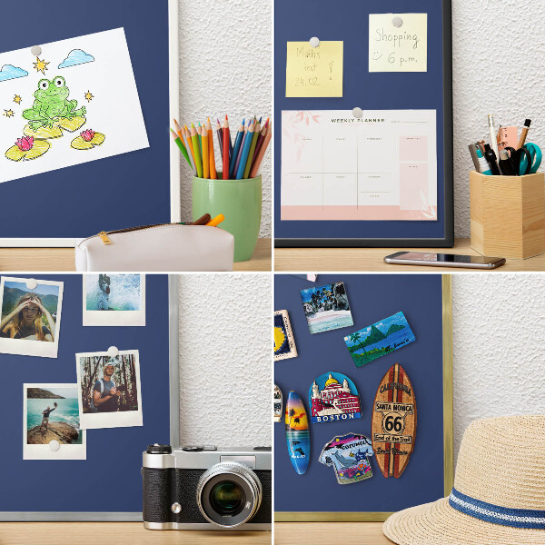 Wand-Magnettafel für Reisesouvenirs mit weißem Rahmen Leuchtendes Marineblau