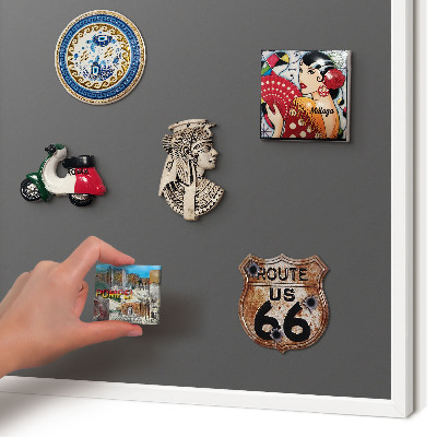 Wand-Magnettafel für Reisesouvenirs mit weißem Rahmen Dunkelgrau