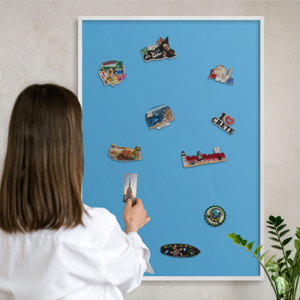 Wand-Magnettafel für Reisesouvenirs mit weißem Rahmen Blaues Wasser