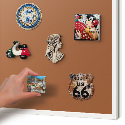 Magnettafel aus Metall für Souvenirs in weißem Rahmen Dunkelorange