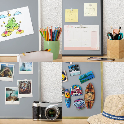 Wand-Magnettafel für Reisesouvenirs mit weißem Rahmen Zartes Grau