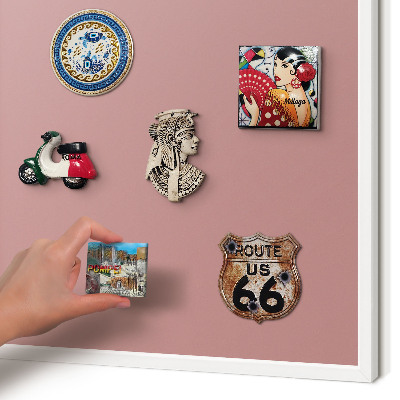Wand-Magnettafel für Reisesouvenirs mit weißem Rahmen Pastellrosa