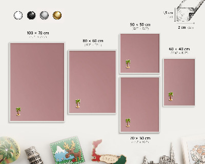 Wand-Magnettafel für Reisesouvenirs mit weißem Rahmen Pastellrosa