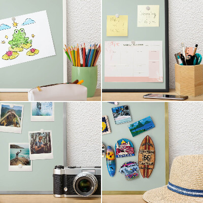 Wand-Magnettafel für Reisesouvenirs mit weißem Rahmen Hellminz